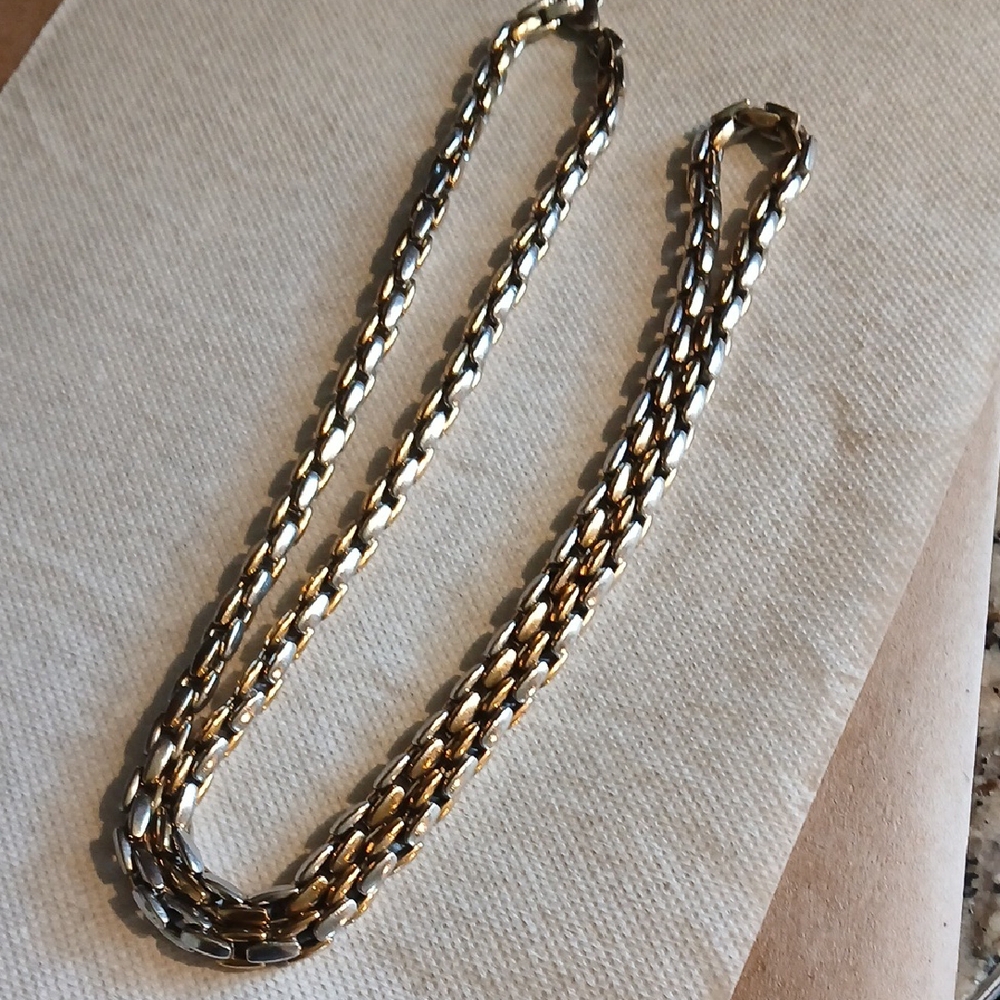 Men's Two Toned Fancy Link Necklace